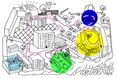 L'artiste Ojan a réalisé de nombreuses fresques avec les habitants des Fusains.